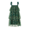 Sequins Star Print Christmas Dress Women's Tie Shoulder Strap Tiered A-Line Tulle Dress for Party Evening Gown Vestidos