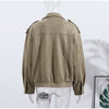 Casual Solid Suede Jackets Women Street Stand Collar Full Sleeve Zippers Loose Coats Female Spring Lady Jacket