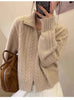 100%cashmere cardigan for women high neck loose and soft sweater for autumn and winter wool knitted sweater thickened coat
