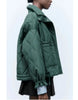 Quilted coat for women Quilted Jacket With Ties beige drawstring high neck pocket clip cotton jacket for women