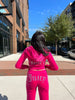 Women's Hooded Sweatshirt Suit Zipper Cardigan Diamond Street Velvet Casual Female Pants 2-piece Set