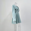 Elegant Party Satin Flare Long Sleeve Dress Women's Sexy Deep V Neck Solid Color Higt Waist Dresses Autumn short skirts
