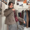 Elegant Women's Short Woolen Coats Stand Collar Double Breasted Long Sleeve Female Jacket Autumn Winter Lady Warm Outwear