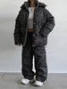 Leopard Print Women's Winter Down Jacket Pant Set Hooded Full Sleeve Zipper Jacket Elastic Waist Pants Warm Padded Coat Set