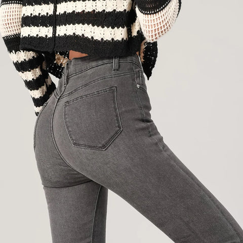 Women's Slim Skinny Jeans Comfortable Stretch Casual Solid Colours Pencil Pants Female Black Denim Trousers