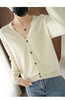 100% Cotton Women's Long Sleeve Top V-neck Coat Knitwear Cropped Coat Cardigans Sweaters Solid Casual 202