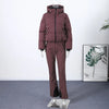 Striped Ski Suit Women's Hooded Full Sleeves Zippers Warm Coats High Waist Pants Winter Winter Lady Tracksuit