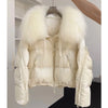Winter Women Goose Down Jacket Natural Raccoon Fur Collar Coats Parka Puffer Jackets Outwear Coats