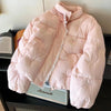Sweet Bow Embroidery Parkas Women Winter Thick Kawaii Lace Patchwork Puffy Coats Preppy Stand Collar Bandage Cute Zipper Outwear