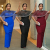 Women Short Cloak Sleeve Rhinestone Bodycon Long Dress Fall Vacation Evening Birthday Night Party Vestidos Sexy Dresses