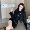 White Cropped Jackets for Women Korean Ruffles Double-Breasted Coat Ladies Elegant Chic Short Tweed Cardigans