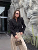 Women's Black Military Cropped Blazer Padded Shoulders Jacket Coat Vintage Stand Collar Gothic Elegant Party Streetwear Jackets