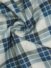 Women's Blue Plaid Two Piece Set Mock Neck Crop Top High Waisted Wide Leg Pants Casual Elegant Outfit