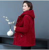 2026New Autumn Winter With Velvet Cotton-padded Jacket Women Mid-Aged Mother Hooded Floral Plus Velvet Warm Parkas Coat Female