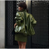 Vintage Street Leather Skirts Coats Suits Women Standneck Zipper Full Sleeves Sets Female Lady Solid Streetwears