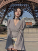 Spring Elegant V-Neck Midi Dress Office Lady Long Sleeve Casual One Piece Dress Korean French Vintage Chiffon Dress Women