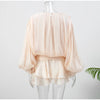 Female Long Flare Sleeves Lace Up Mini Dress Elegant Chiffon Ruffle High Waist Vestidos Autumn Woman Party Wear
