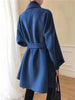 Winter Casual Adjustable Waist Wool Coat Women Water Ripples Woolen Coat Jackets Female Autumn Camel Coat Commuting