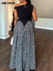 Women's Off Shoulder Flowy Maxi Dress Floral Print High Waist Long Dress Elegant Evening Party Prom Birthday Dress