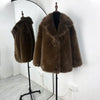 Faux Fur Lapel Coat Women's Elegant Solid Loose Lace-Up Leisure Jacket Winter Female Keep Warm Fur Coat