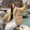 Women's Winter Lapel Puffer Jacket Loose Y2K Down Cotton Coat Woman Solid Color Casual Windproof Warm Cropped Parkas