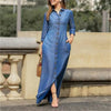 Spring Elegant Women's Denim Dress Casual Long Sleeve Buttons Shirt Maxi Dresses For Women Robe Femal Office Clothing