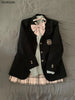 Spring JK Style School Uniform Design Woman Suit Preppy Blazer Plaid Skirt Vintage Korean Style Female Y2k 3 Piece Sets Outfits