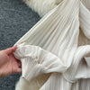 High End Party Ruffles Runway Dresses Women Lantern Sleeve Lace-up Loose Stretch Celebrity Beautiful Long Dress