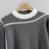 Autumn Runway 2 Pieces Set Knitted Long Sleeve Pullovers Sweater Casual Patchwork Women Tops and Pants Suits Spring