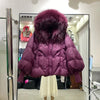 Winter Women's Casual Thickened Warm Knitted Sleeve Goose down Jacket Real Mink Collar Hooded