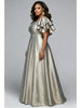 Women Plus Size Maxi Evening Dress Square Neck Ruffle Sleeve Formal Gown Elegant Wedding Guest Cocktail Party Dress