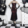 Vintage Elegant Goth Dress Women Sexy Streetwear Fairy Grunge Aesthetic Cross Pattern Spaghetti Strap Party Dress Female