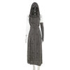 Chic Streetwear Outfit Mall Gothic Sleevelees Hooded Dress Punk Grunge Holes Hem Split Dresses for Women with One Cuff