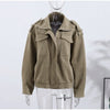 Casual Solid Suede Jackets Women Street Stand Collar Full Sleeve Zippers Loose Coats Female Spring Lady Jacket