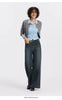 Women Jeans Panel Raw Hem Flare Leg Retro Street Style Slim Long Denim Pants Spring Urban Daily Wear
