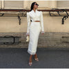Urban Solid Women's Two Piece Set Elegant Puff Long Sleeve V Neck Blazer Mesh Suit Skirt Autumn Lady Outfit