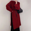 Side Slit Knitted Dress Women Autumn Winter Loose O Neck Pullover Oversize Long Sweater Dress Korean Solid Color Dresses