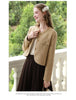 Tweed Short Coats for Women French Camel Wood Ear Collar Bead Autumn Retro Quality Jackets 2243185796