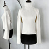 Knitwear 2 Piece-Set Female Vest Ribbed Turtleneck And Casual Patchwork Cover up Outfits Women's Knit Pullover Top