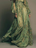 Women's Print Deep V Neck Long Lantern Sleeve High Waist Chiffon Maxi Dress Elegant Versatile Daily Casual Commuter Female Dress
