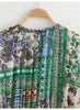 Spring Autumn Long Sleeved Printed Dresses For Women Vintage Patchwork Casual Long Skirts Female Loose Commuting Frocks