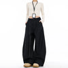 High Waist Women Suit Pants Straight Office Ladies Korean Trousers Casual Button Loose Female Black Pants