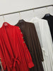 Designer women's clothing hardware buttons on both sides cardigan style twist tie waist dress loose long skirt
