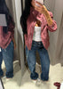 Dusty Pink Long Sleeve Faux Suede Jackets Women Oversized Stand Collar Zip Up Casual Coat Autumn Commute Outfit
