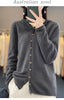 100% Merino Wool Sweater Cardigan Women Korean Coat Solid Color Top Spring/Autumn/Winter Women Hooded Cardigan