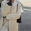 Elegant Solid Women Long Coat Single Breasted Turn-down Collar Loose Full Sleeve Lady Coats Spring Lady Street Outwears