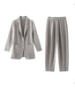 Simple Women's Two Piece Set Dragon Scale Long Sleeve Notched Pleated Blazer And Elastic Waist Straight Pants 2DB4432