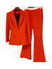 Designer Blazer Suit Set Women's Single Button Red Blazer Flare Pants Suit