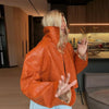 Street Print Pu Leather Women Jacket Stand Collar Long Sleeve Patchwork Female Coat Autumn Winter Lady Streetwear