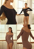 Latin Dance Dress Set for Women Black Off-shoulder Long-sleeved Fringed Skirt Suit Cha-cha Salsa Ballroom Dance Training Clothes